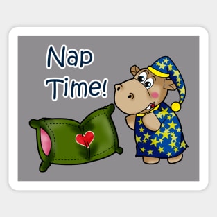 Kawaii Hippo and Pillow Nap Time Sticker